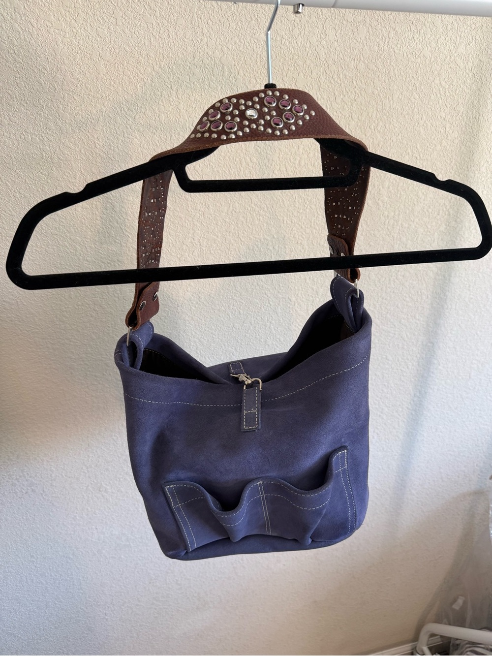 Tylie Malibu Classic Navy Suede Hobo Bag
